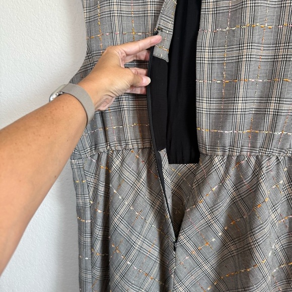Anthropologie Maeve Reese Plaid Midi Black Dress Sleeveless Academia Size 14 - Picture 10 of 16